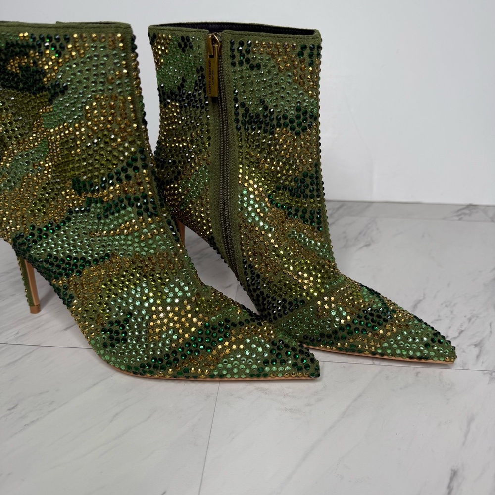 Kurt Geiger Belgravia Camo Rhinestone Pointy Toe Heeled Bootie 36.5 - Picture 9 of 15